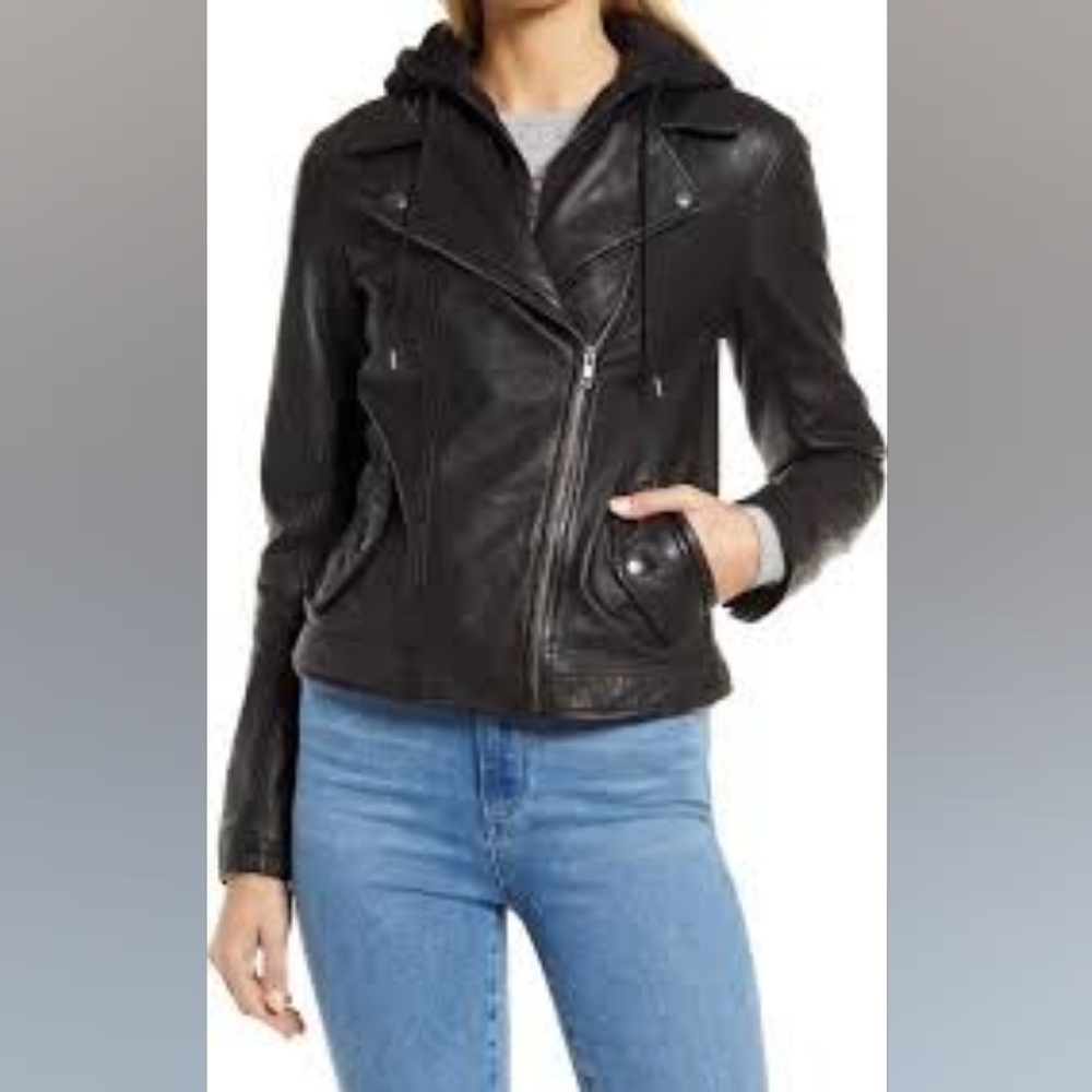 Caslon leather moto jacket
